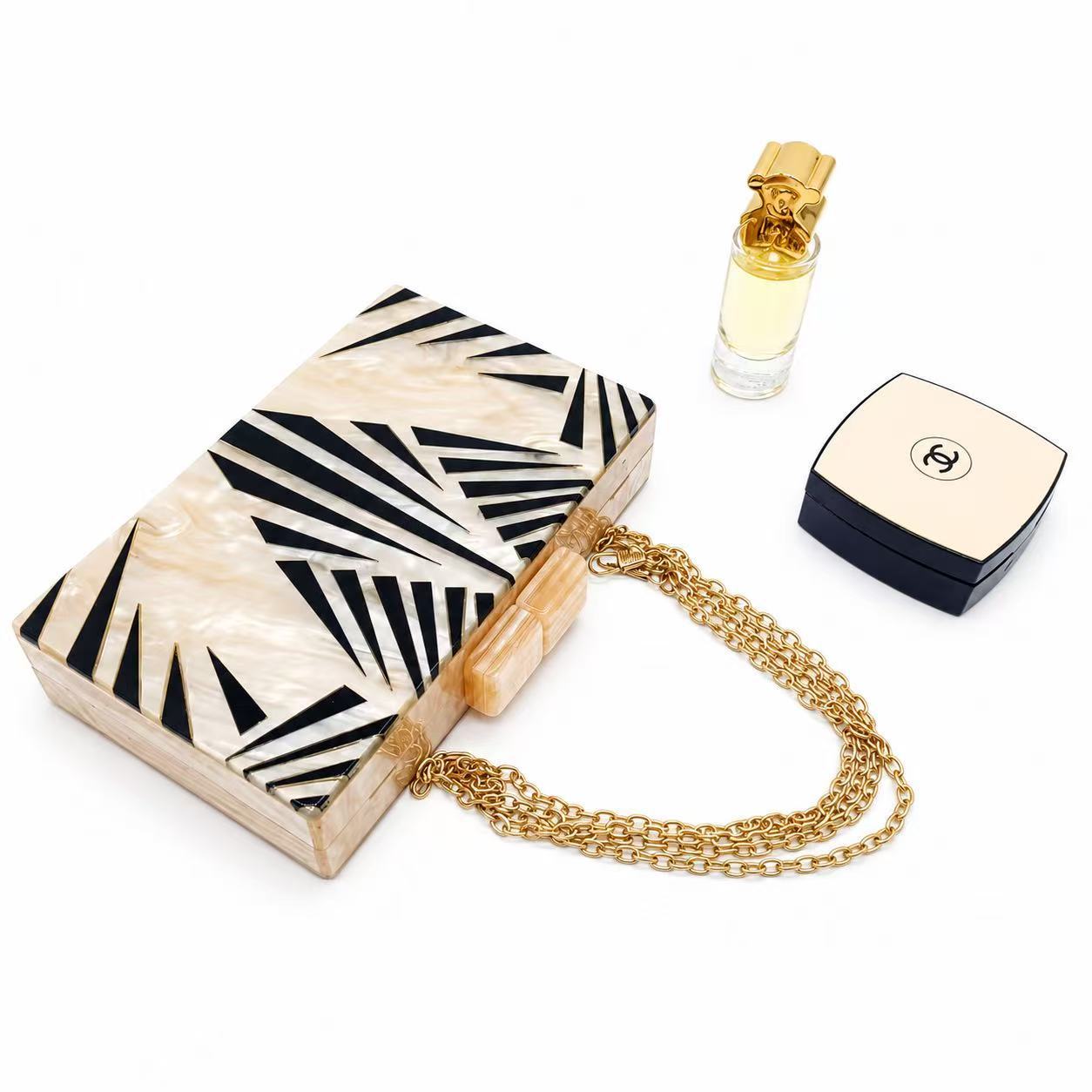 Vintage zebra pattern acrylic evening clutch