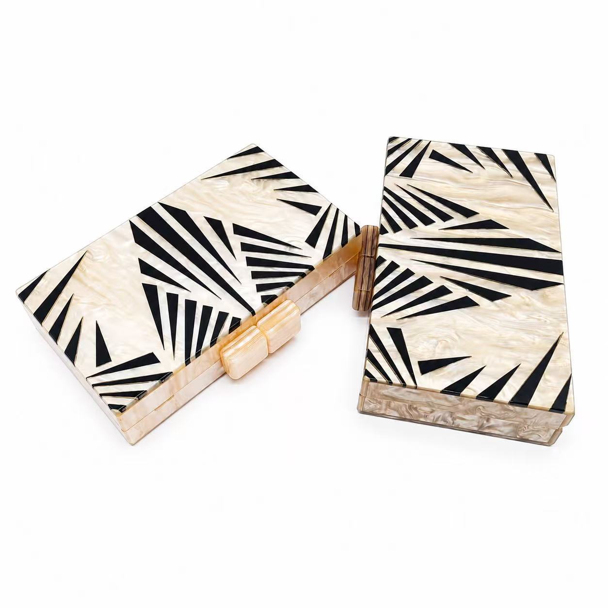 Vintage zebra pattern acrylic evening clutch