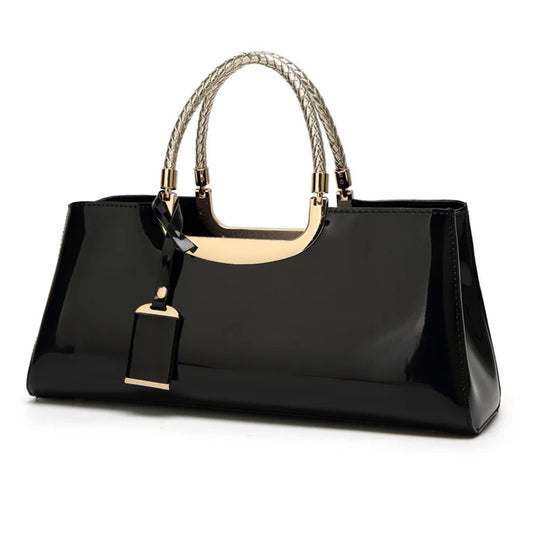 Fashionable glossy lacquer leather Handbag