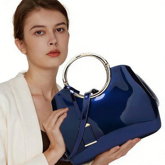 Elegant Bag with Glossy Patent Leather